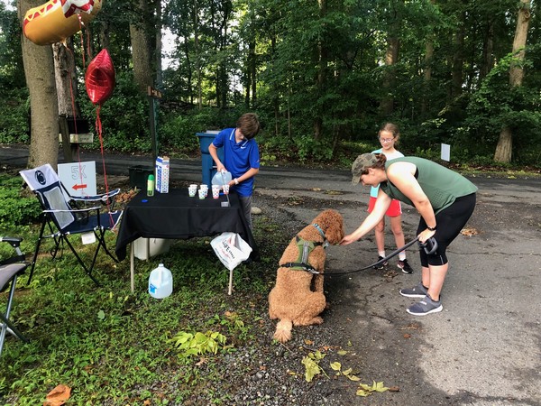 photo of water station at 2021 Trail Blazers July 4 5K run